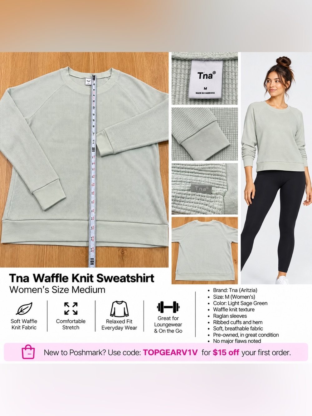 Tna Waffle Knit Sweatshirt
Women's Size Medium